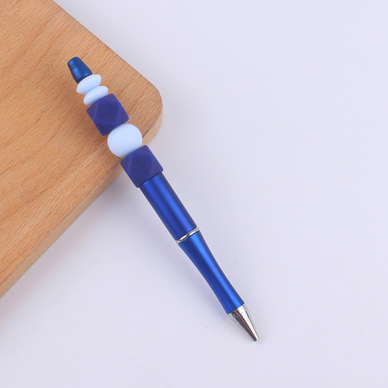 Wholesale  beaded pen creative DIY silicone beads contrast color beaded pen