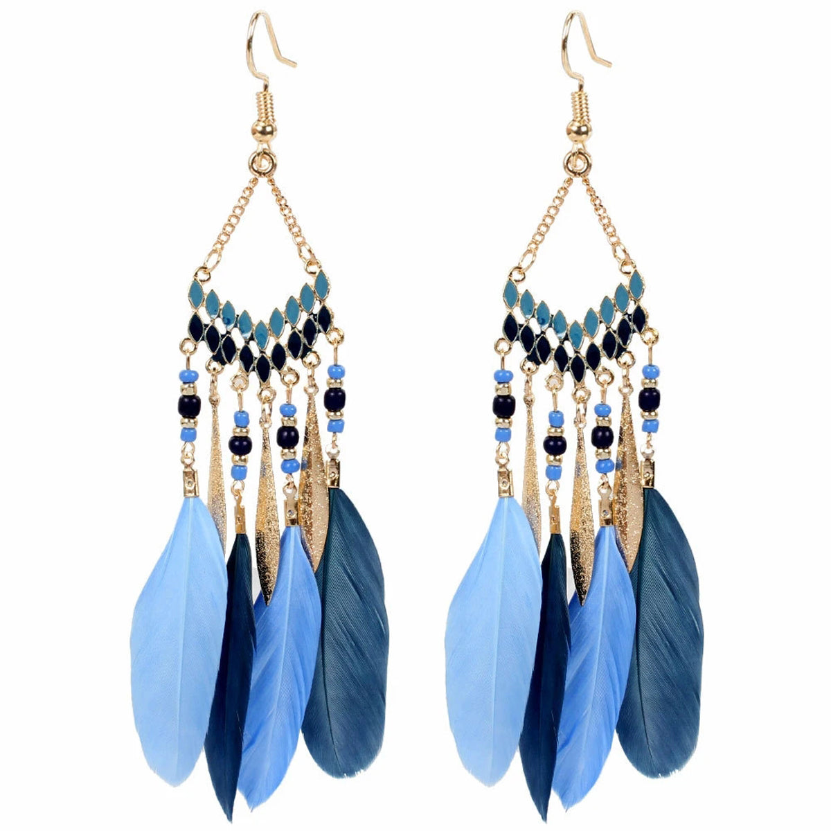 Wholesale Bohemian Feather Earrings Long Ethnic Style Earrings ACC-ES-Gumi004