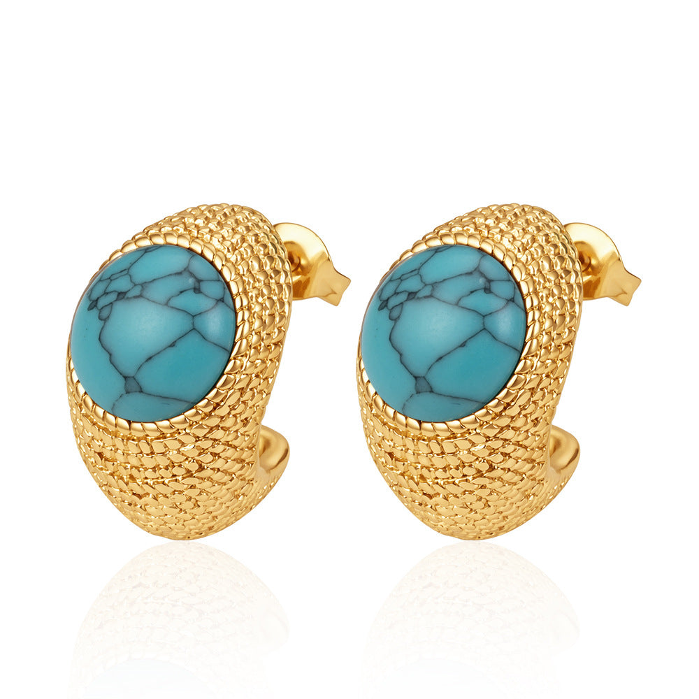 Wholesale French Retro Cat Eye Pearl Earrings 18K Gold Plated Party Wear
