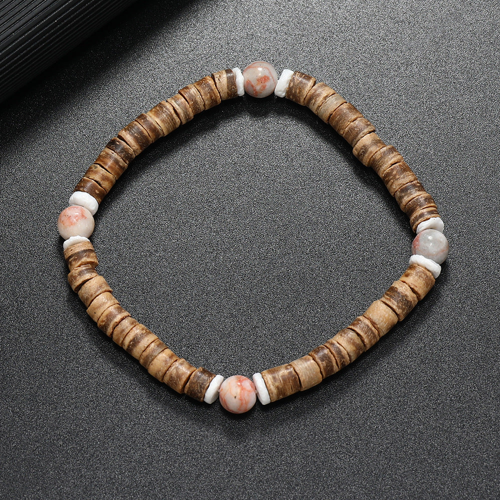 Wholesale Retro Ethnic Style nut Shell Natural Turquoise Bracelet