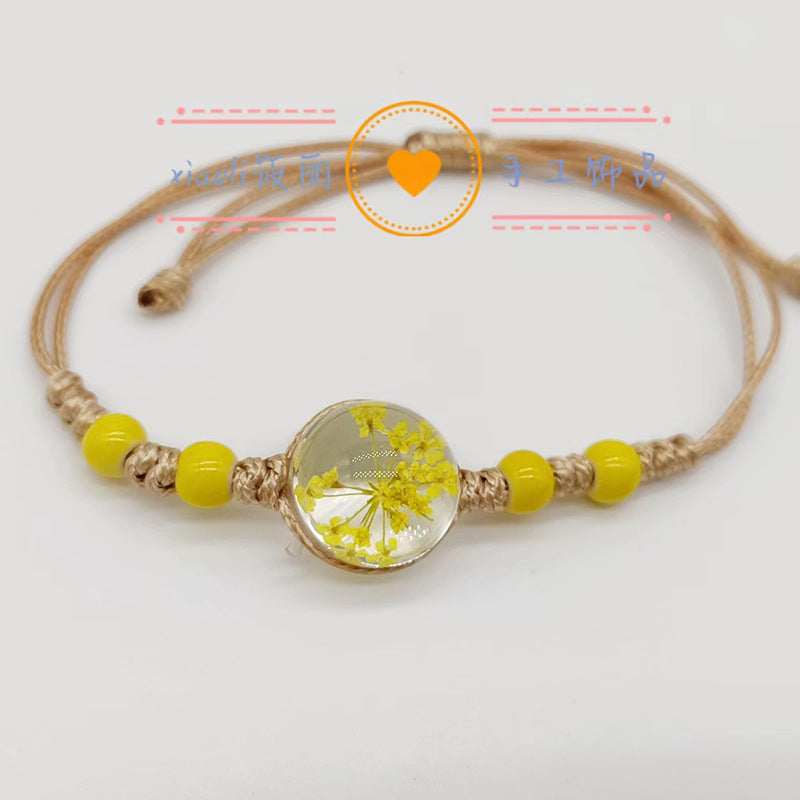 Wholesale Handwoven Colorful Ceramic Beads Natural Real Flower Bracelet ACC-BT-Youl011