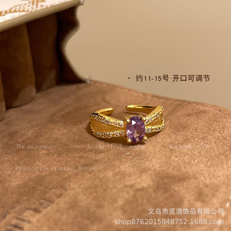 Wholesale Alloy Vintage Zircon Ring Adjustable Women' s Fashion Accessory