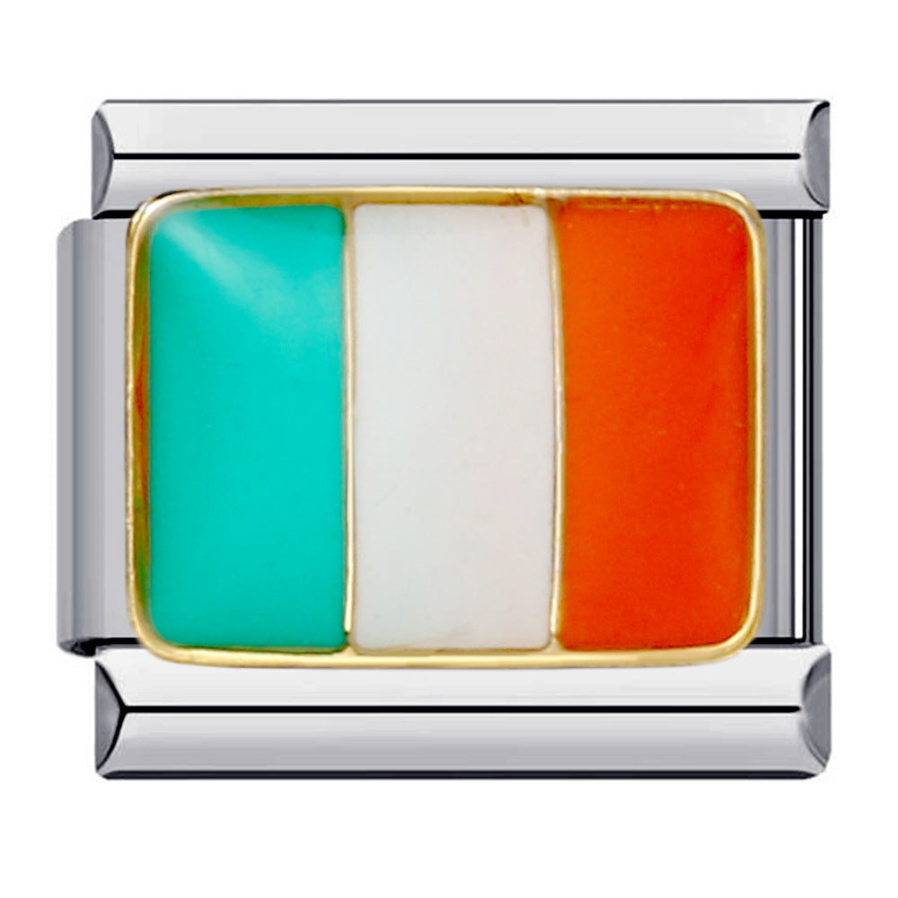 Wholesale Italian Charm Bracelet Flag Flag Stainless Steel Composable Bracelet