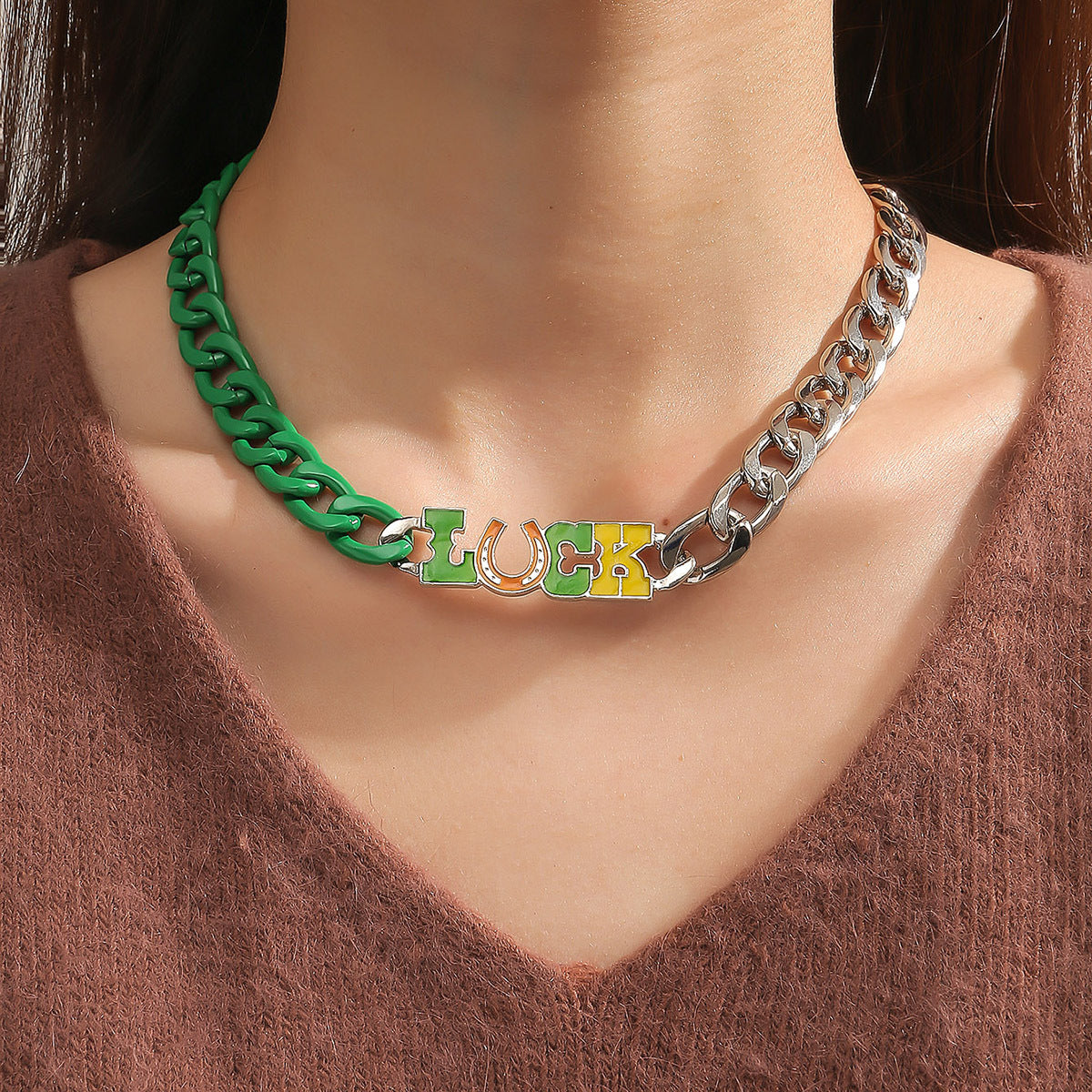 Wholesale St. Patrick Green LUCK Lucky Collarbone Necklace ACC-NE-GL002