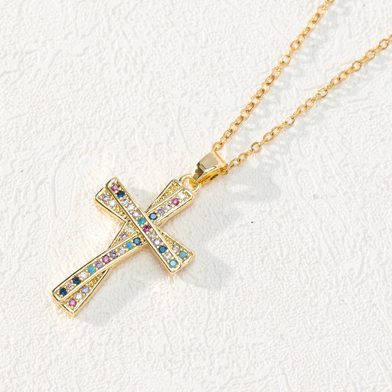 Wholesale Zircon Cross Pendant Necklaces Zircon Clavicle Chain ACC-NE-SY009