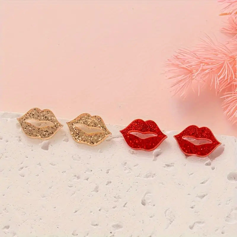 Wholesale  Red Lips Shine Acrylic Earrings