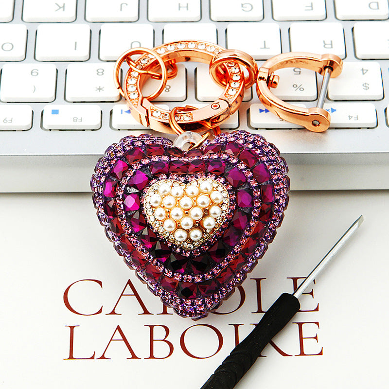 Wholesale Colorful Luminous Love Heart Car Keychain ACC-KC-RuiYuan011