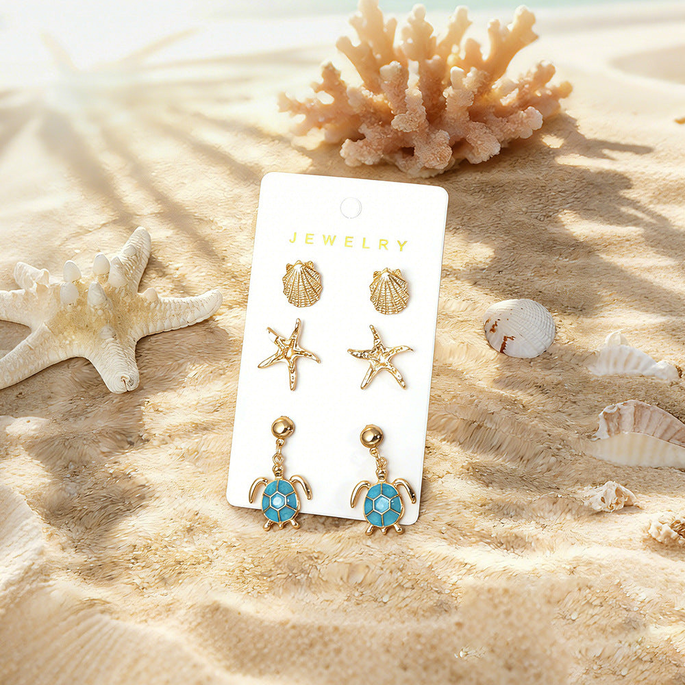 Wholesale Ocean Style Sea Turtle  Starfish Earring Set