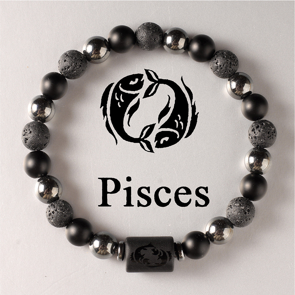 Wholesale Natural stone zodiac beaded bracelet
