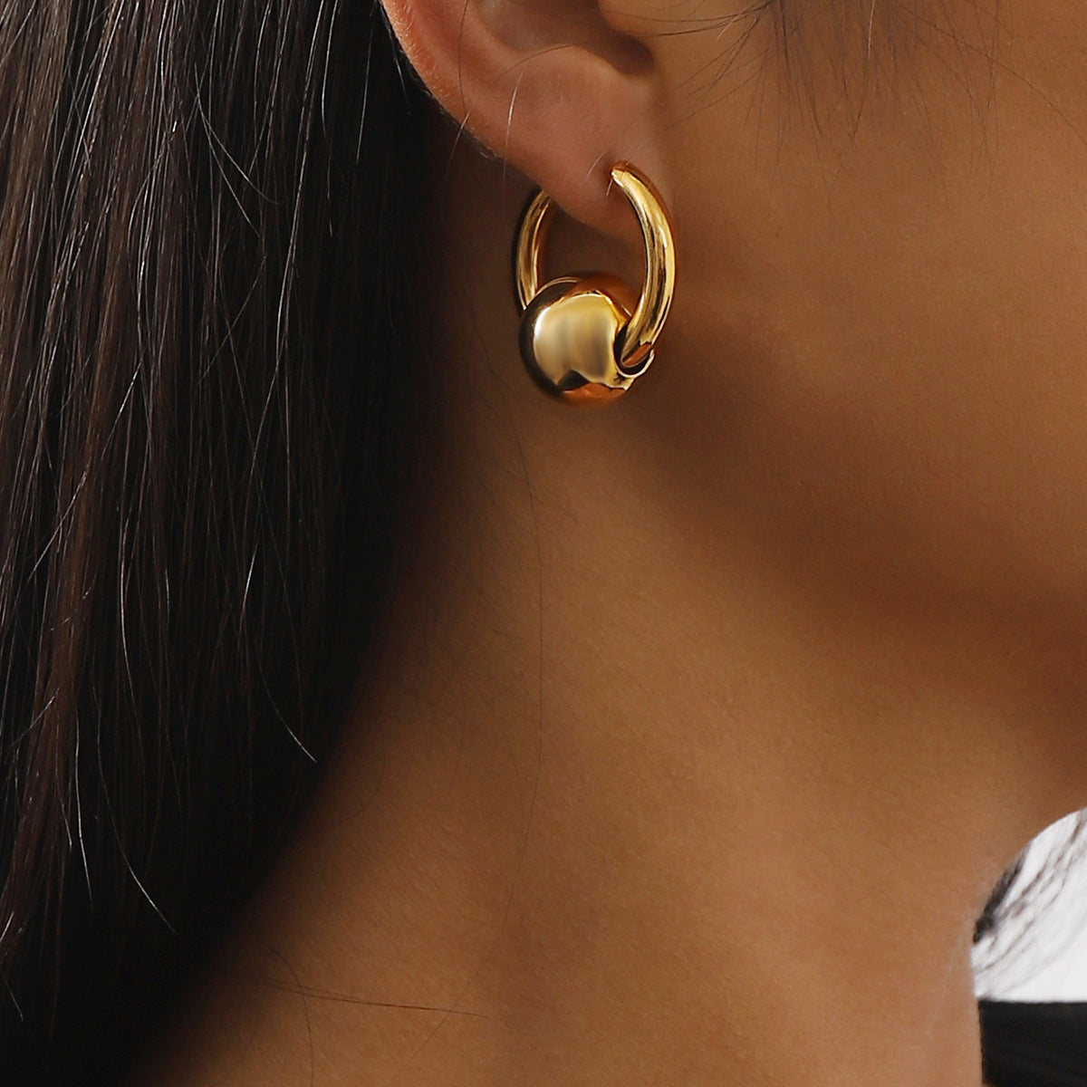 Wholesale Stainless Steel Earrings Simple Water Drop Ball Earrings ACC-ES-BP004