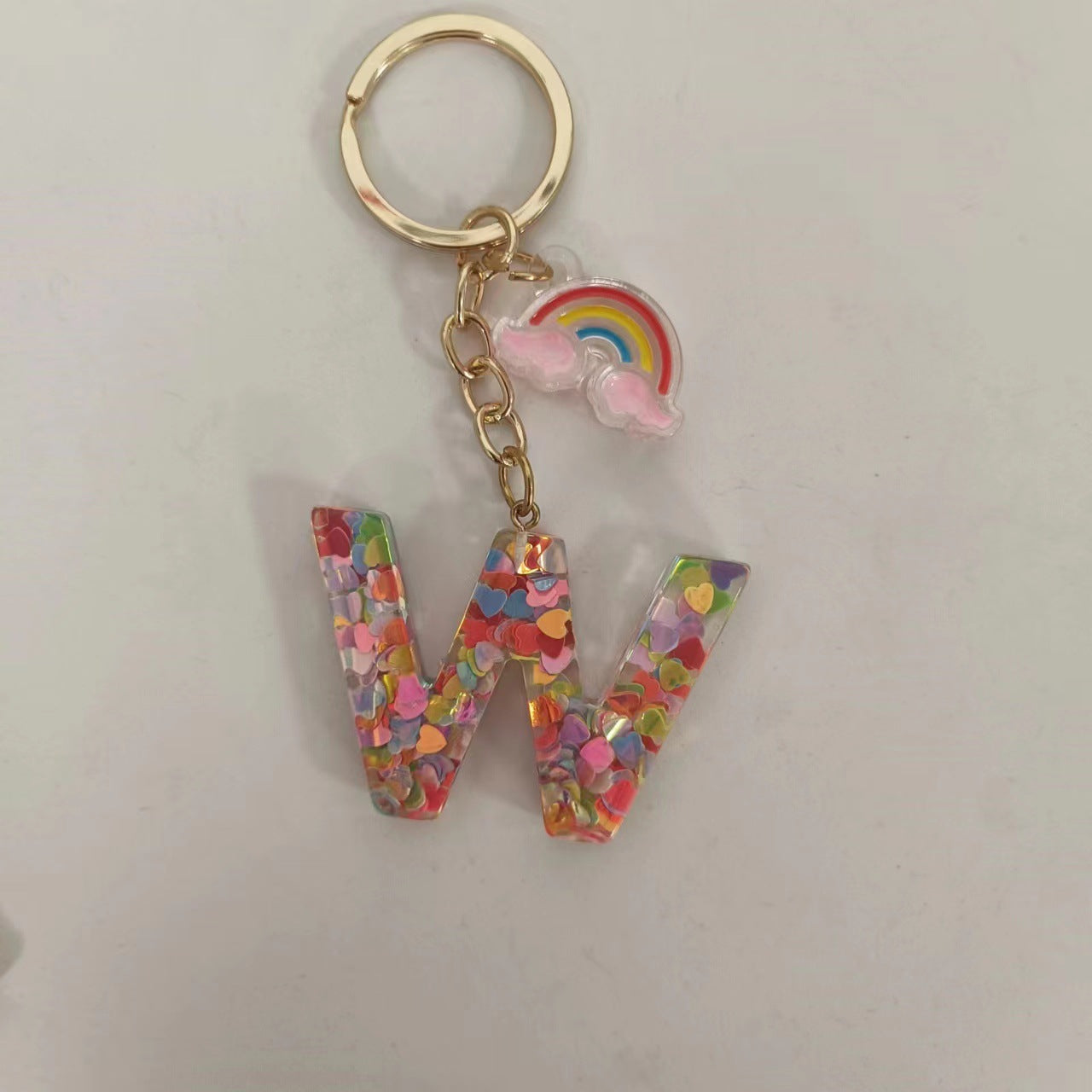 Wholesale Trendy Resin Alphabet Letter Keychains 26 A Z Iridescent Sequin Charm Set Party Gift Bag Charm Boutique Resale Accessory