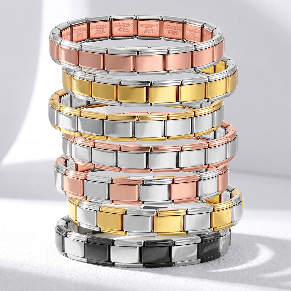 Wholesale Stylish Unisex Electroplated Stainless Steel Italian Charm Bracelet for Everyday Wear and Boutique Resale