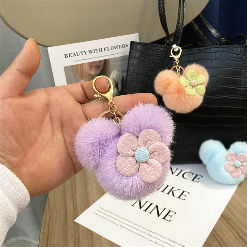 Wholesale Trendy Cartoon Mouse Head Plush Keychain Bag Charm Car Key Accessory Party Gift