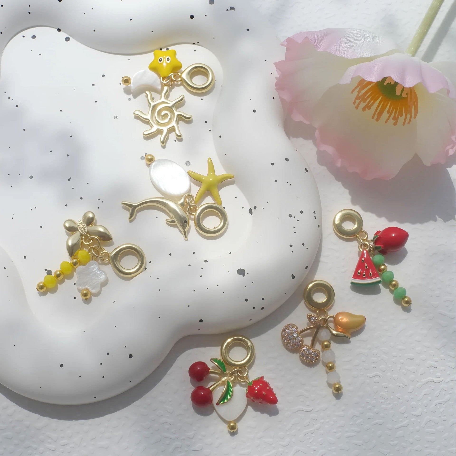 Wholesale 5pcs/ pack Cherry  Butterfly  and Dolphin Copper Necklace and Pendant