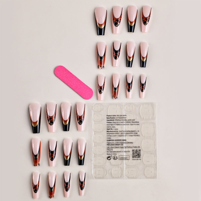 Wholesale Plastic Press on Nails Kits Leopard Print Nail Enhancement ACC-NS-MeiSu004