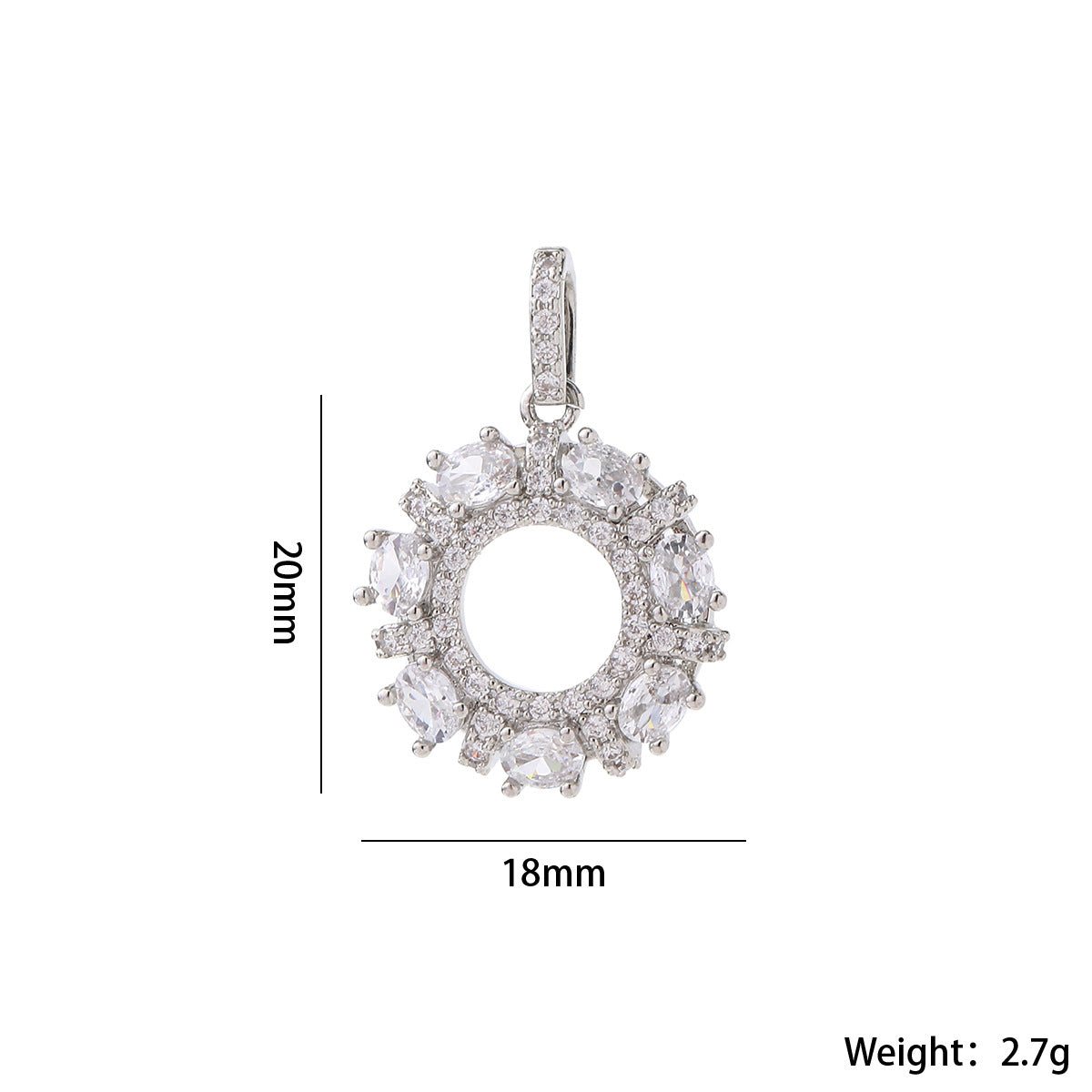 Wholesale Gold Plated Brass Zircon Pendant Snowflake Necklace Charm Elegant Round DIY Jewelry Accessory For Women Casual Boutique Resale