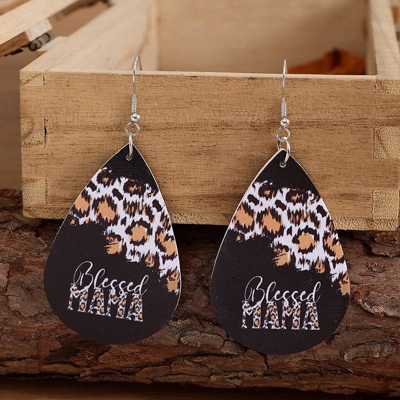 Wholesale Mother' s Day Bohemian Leopard Print Earrings