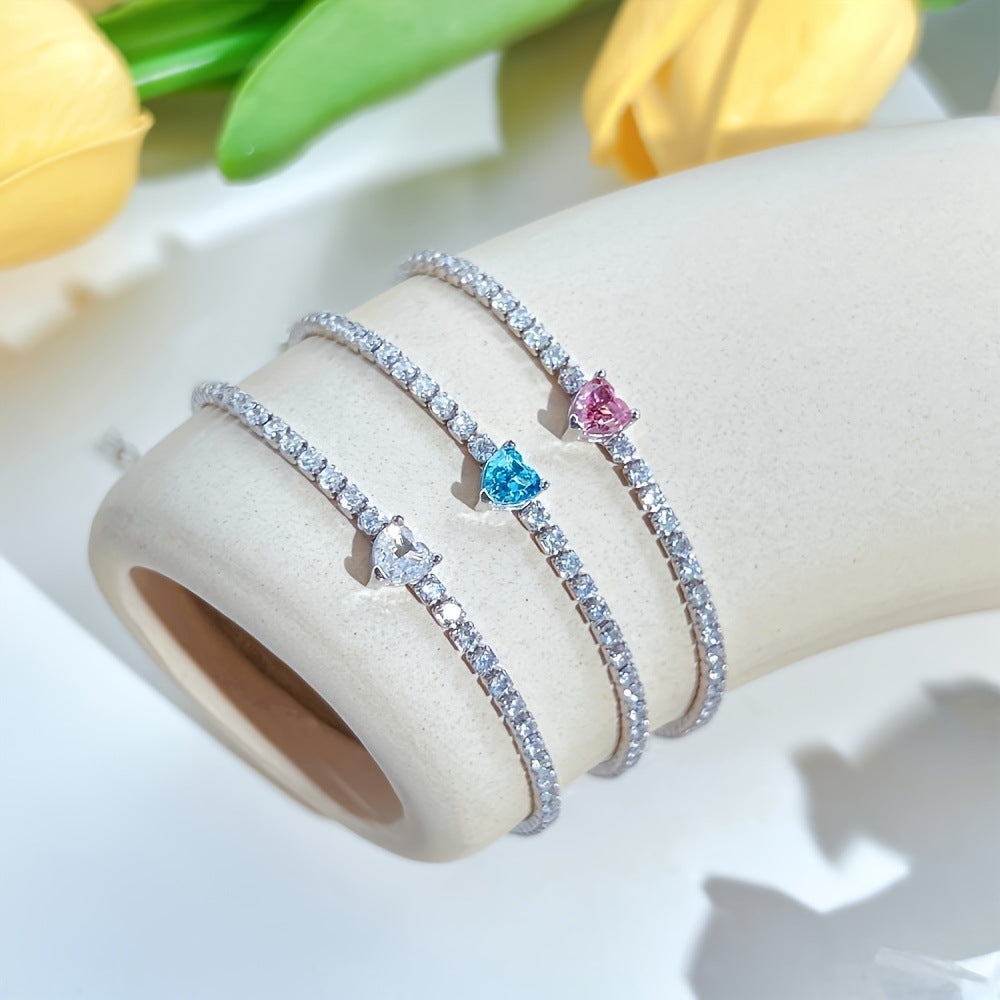 Wholesale Electroplated Zinc Alloy Pink Heart Adjustable Bracelet - Chic Jewelry Accessory for Boutique Resale