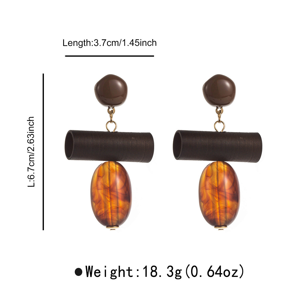 Wholesale Wood Resin Water Drop Round Pendant Earrings