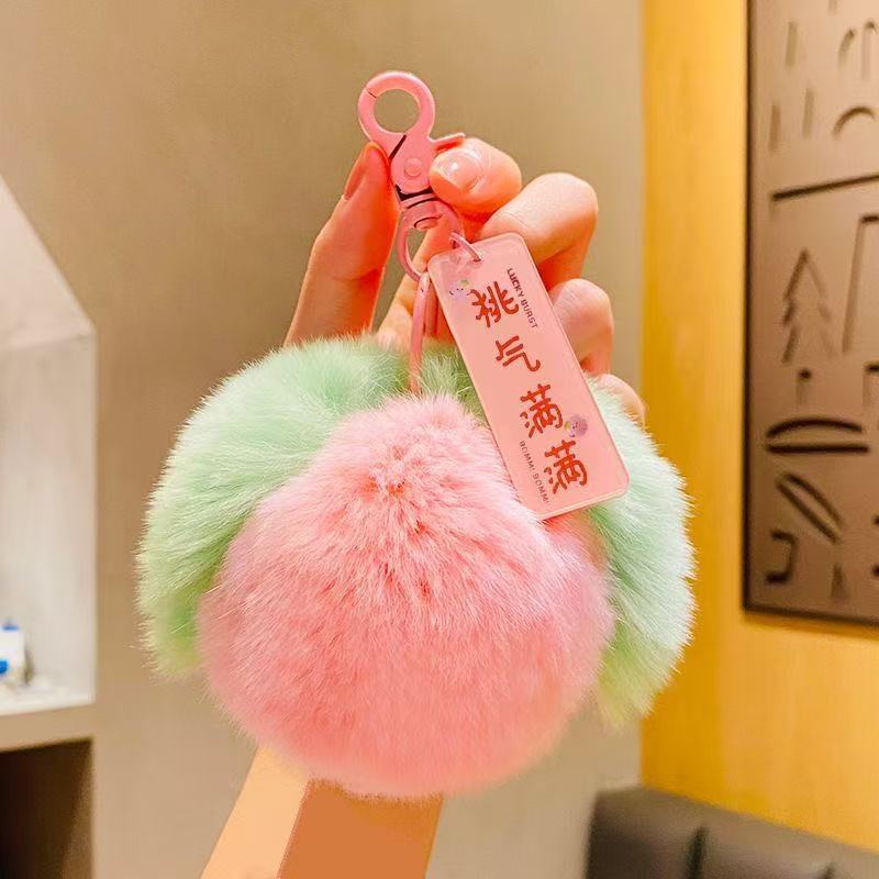 Wholesale National Trend Orange Plush Car Key Pendant Good Luck Gift Fashion Accessory