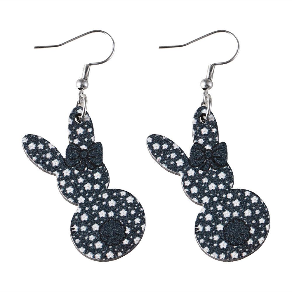 Wholesale  Easter Cute Flower Bow Rainbow Rabbit Pendant Earrings