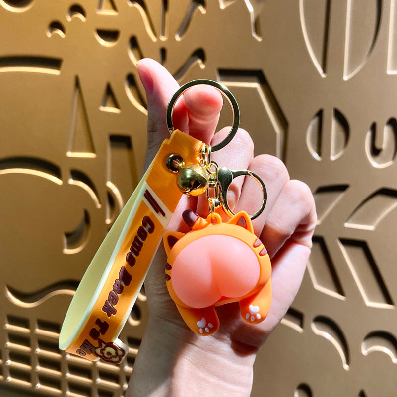 Wholesale Cartoon Q Elastic Butt Decompression PVC Soft Glue Keychain Creative Keychain ACC-KC-XJY001