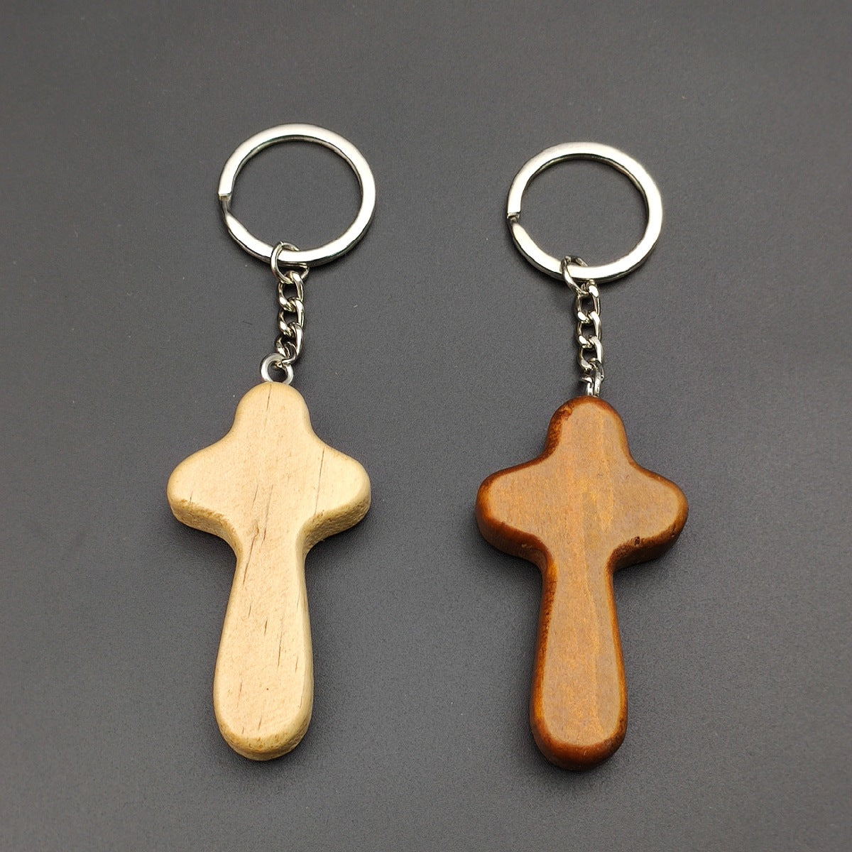Wholesale Cross Keychain Beech Wood Keychain Wooden Keychains