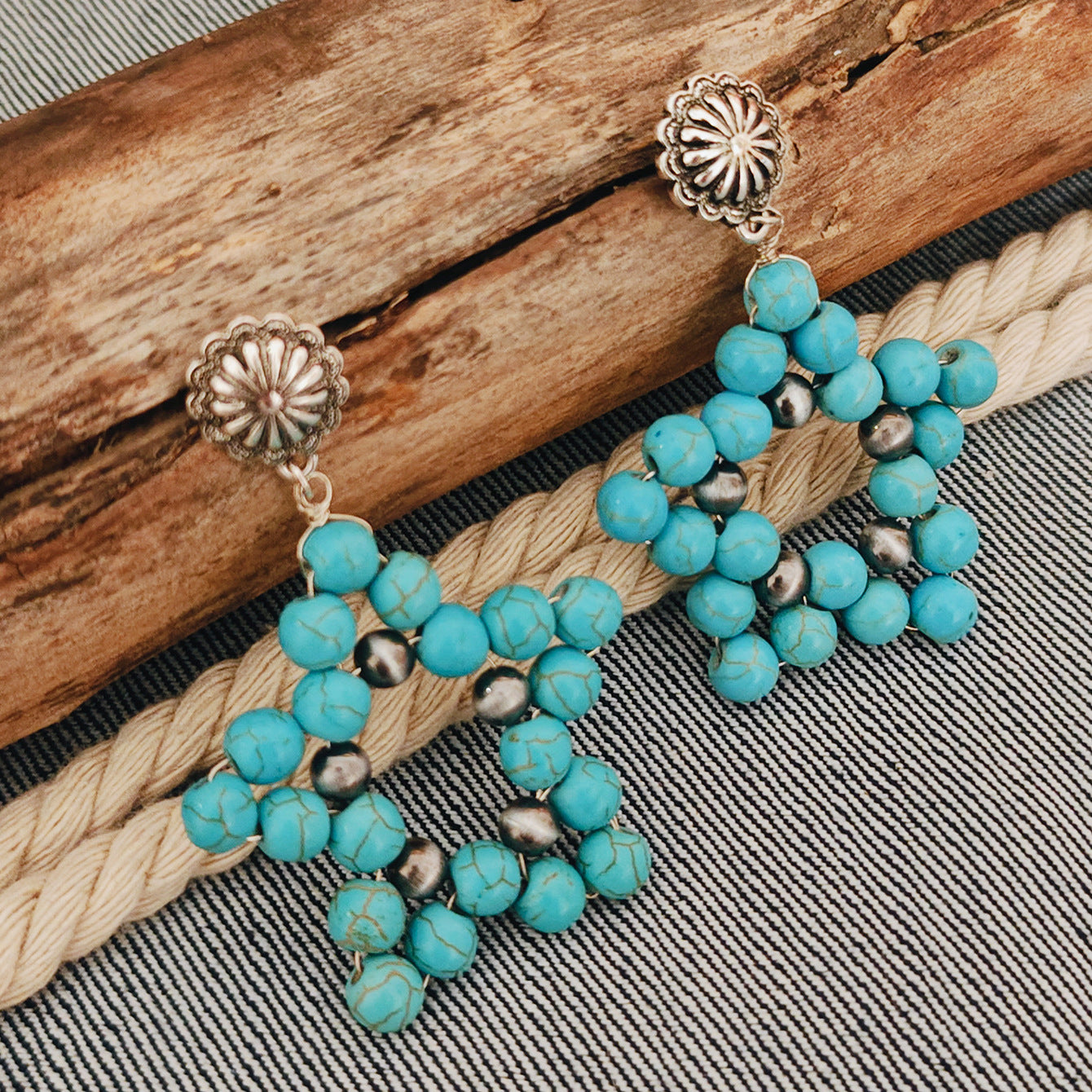 Wholesale Turquoise Star Geometric Earrings Bohemian Style Women S Fashion Accessory For Everyday Wear