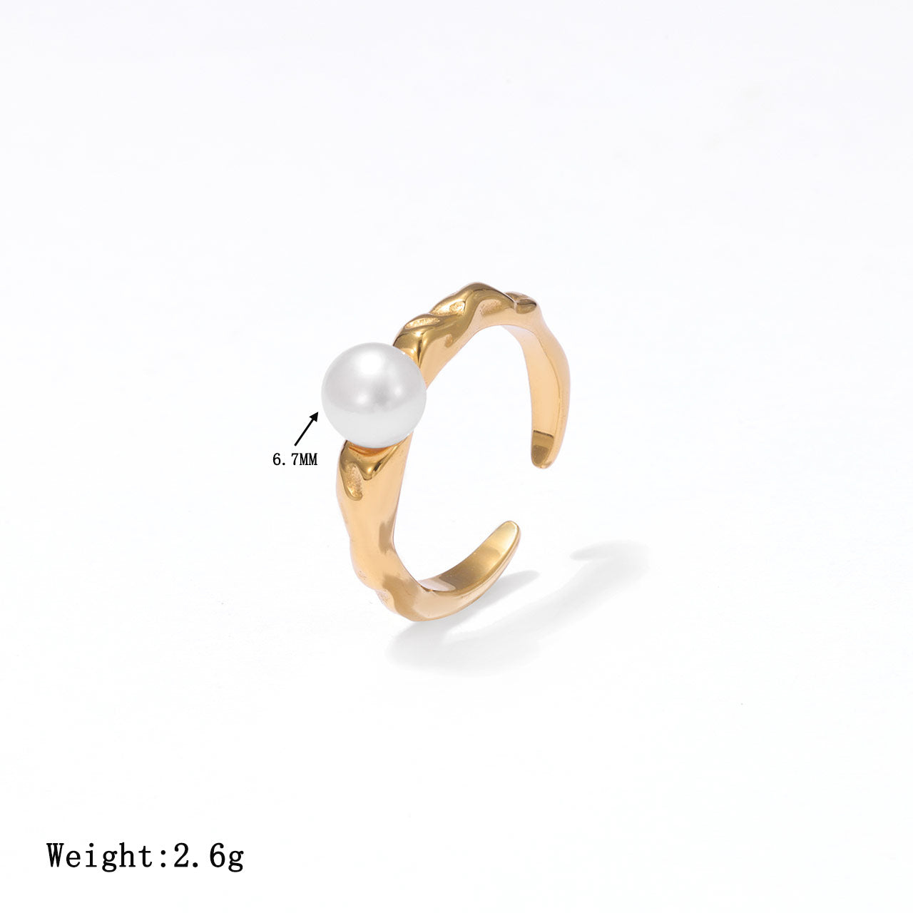 Wholesale Geometric Titanium Steel Open Ring with Faux Pearl