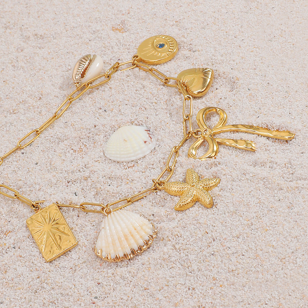 Wholesale Starfish Scallop Bow Heart Necklace 18K Choker Necklaces ACC-NE-YuHui011