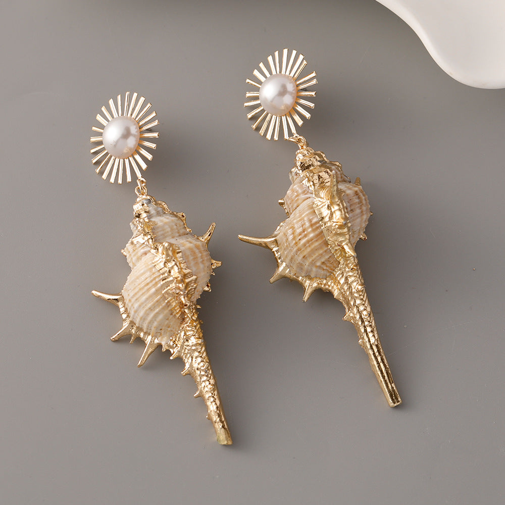 Wholesale Conch Alloy Creative Earrings ACC-ES-Jicai006