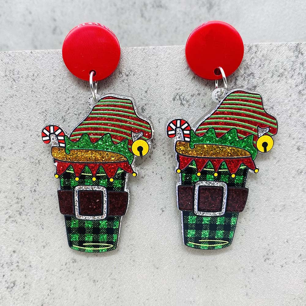 Wholesale Christmas Lights Red Wine Glass Acrylic Earrings ACC-ES-ChenY083