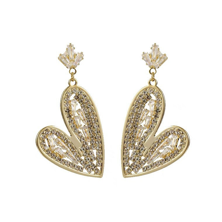 Wholesale S925 silver needle light luxury style cute full diamond crystal earrings