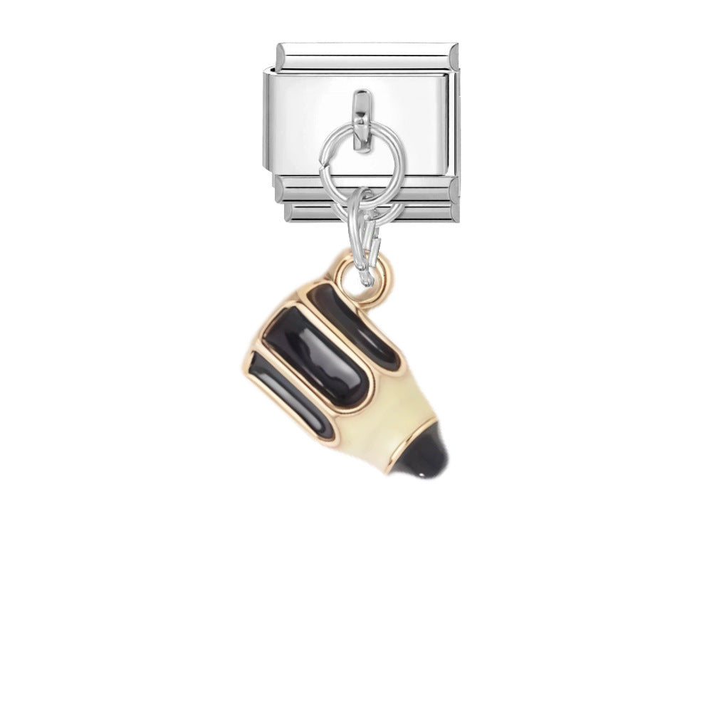 Wholesale Titanium Steel Italian Modular Bracelet with Sports Ball Pendants,  Trendy Gift for Friends,  Jewelry Accessory