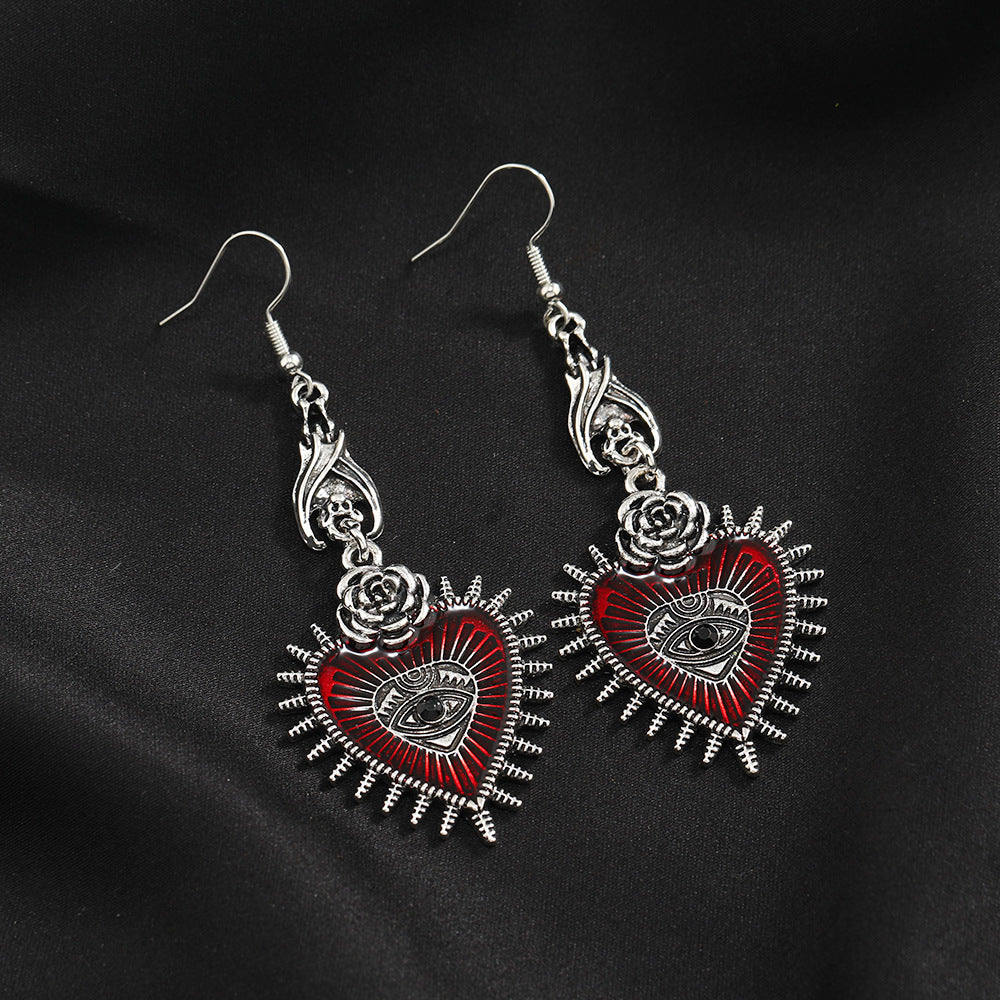 Wholesale Gothic Punk Heart Bat Earrings - Alloy Electroplated,  Jewelry Accessory for Boutique Resale