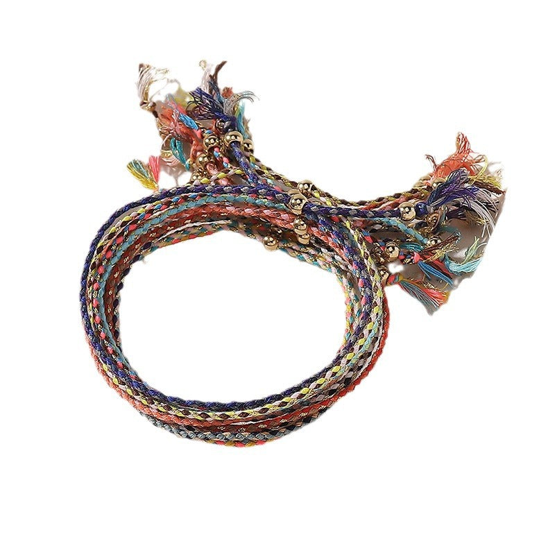 Wholesale  ethnic style hand-woven colored cotton rope suit bracelet