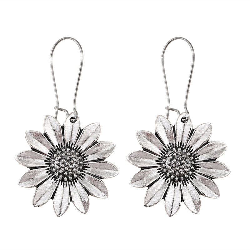 Wholesale  Retro Three-dimensional Sunflower Earrings