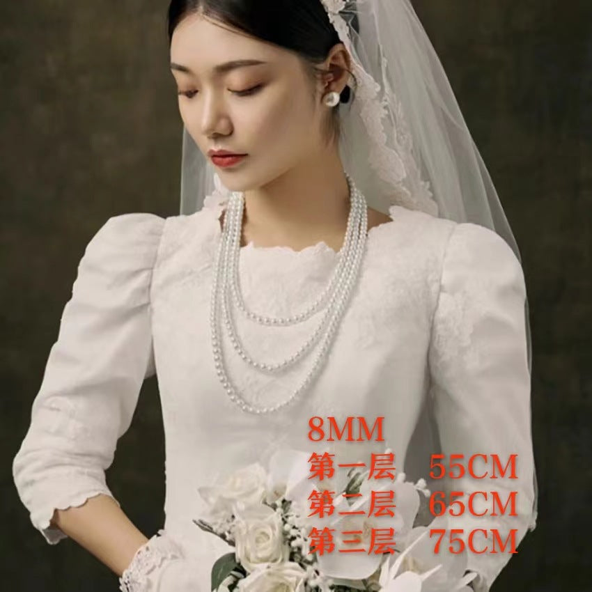 Wholesale Multi-layer Glass Pearl Long Necklace