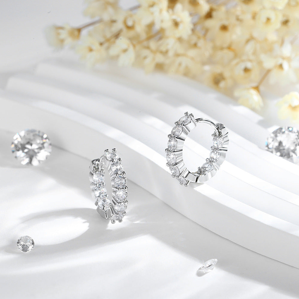 Wholesale Copper Gold Plated Micro Diamond Geometric Round Earrings ACC-ES-HengXuan005