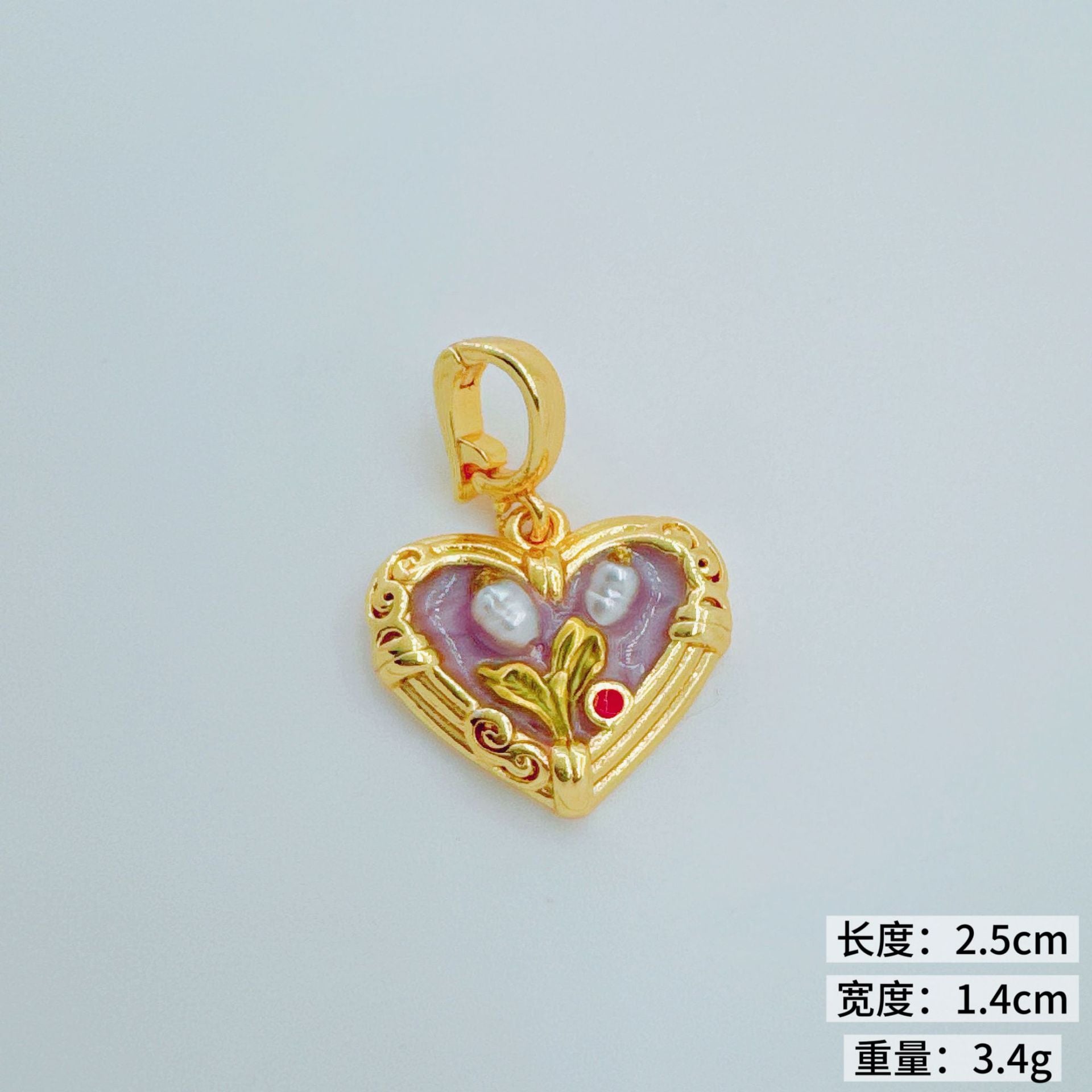 Wholesale Vintage Heart Pendant Natural Pearl Gold-Plated Copper Jewelry Accessory for Resale