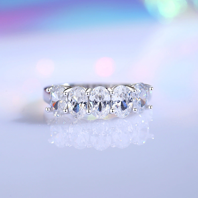 Wholesale S925 sterling silver high carbon diamond oval diamond ring