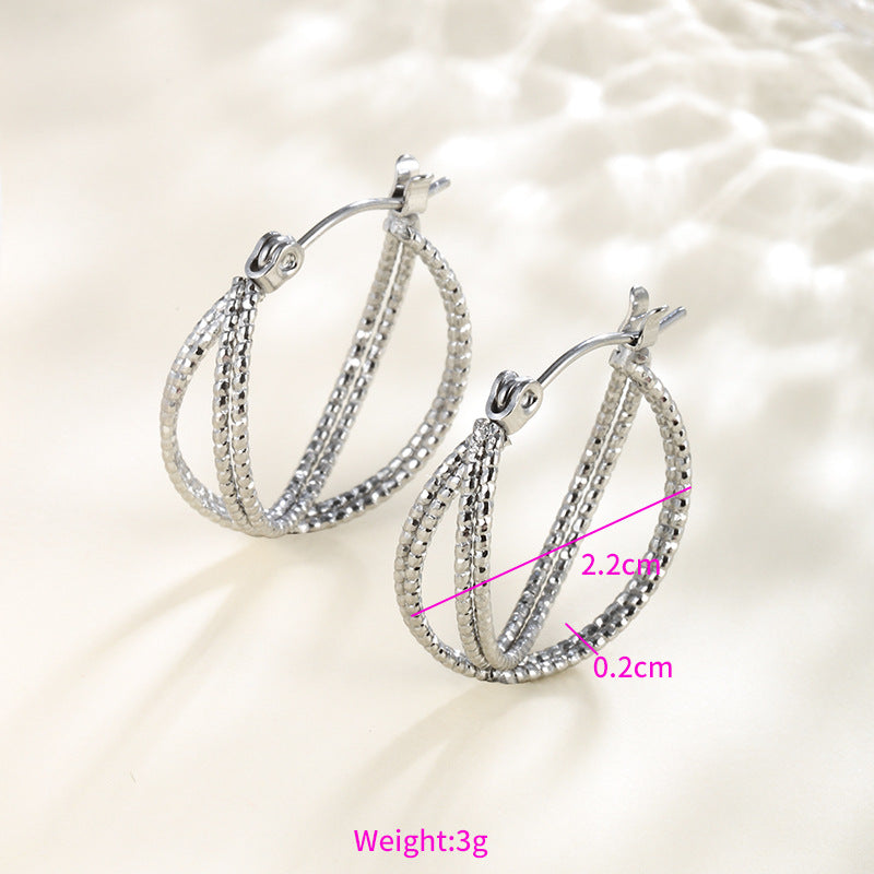 Wholesale Stainless steel heart-shaped large circle earrings