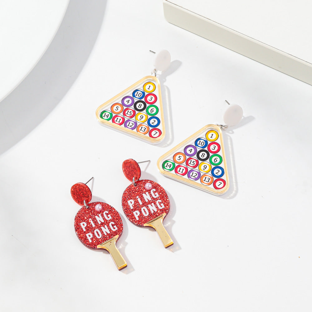 Wholesale  letter racket color digital table tennis earrings
