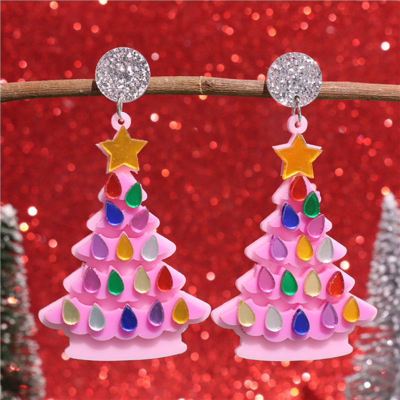 Wholesale Geometric Sequins Stars Christmas Tree Earrings