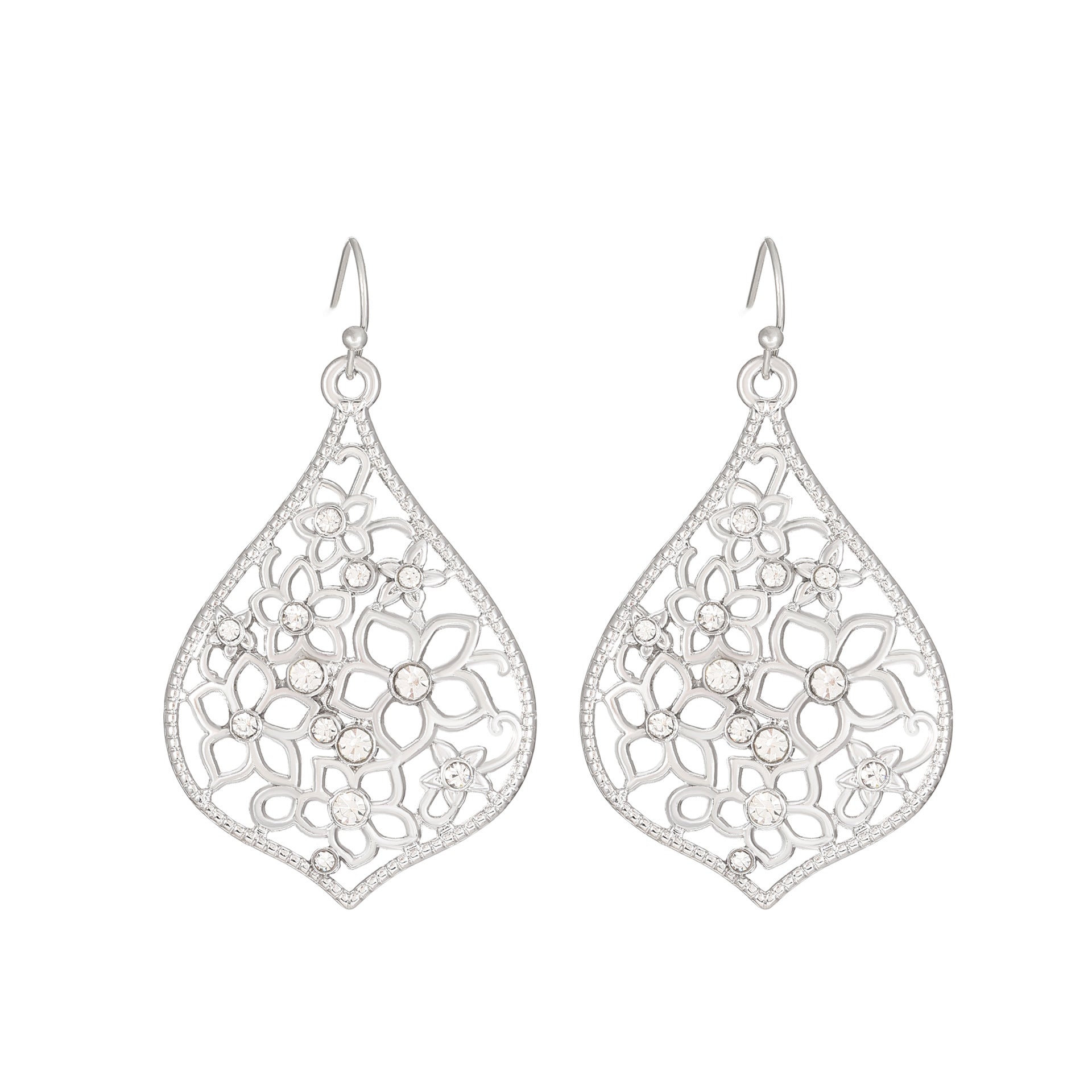Wholesale Diamond wine glass earrings pastoral vintage leaves snowflake alloy earrings