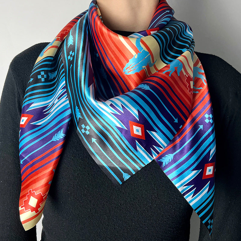 Wholesale Western Style Aztec Striped Satin Scarf Silk Scarf ACC-SS-HY004