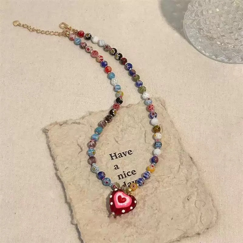 Wholesale Cartoon Ceramic Puppy Beaded Pendant Necklace