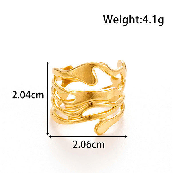Wholesale Titanium steel stainless steel geometric flowers  opening adjustable ring