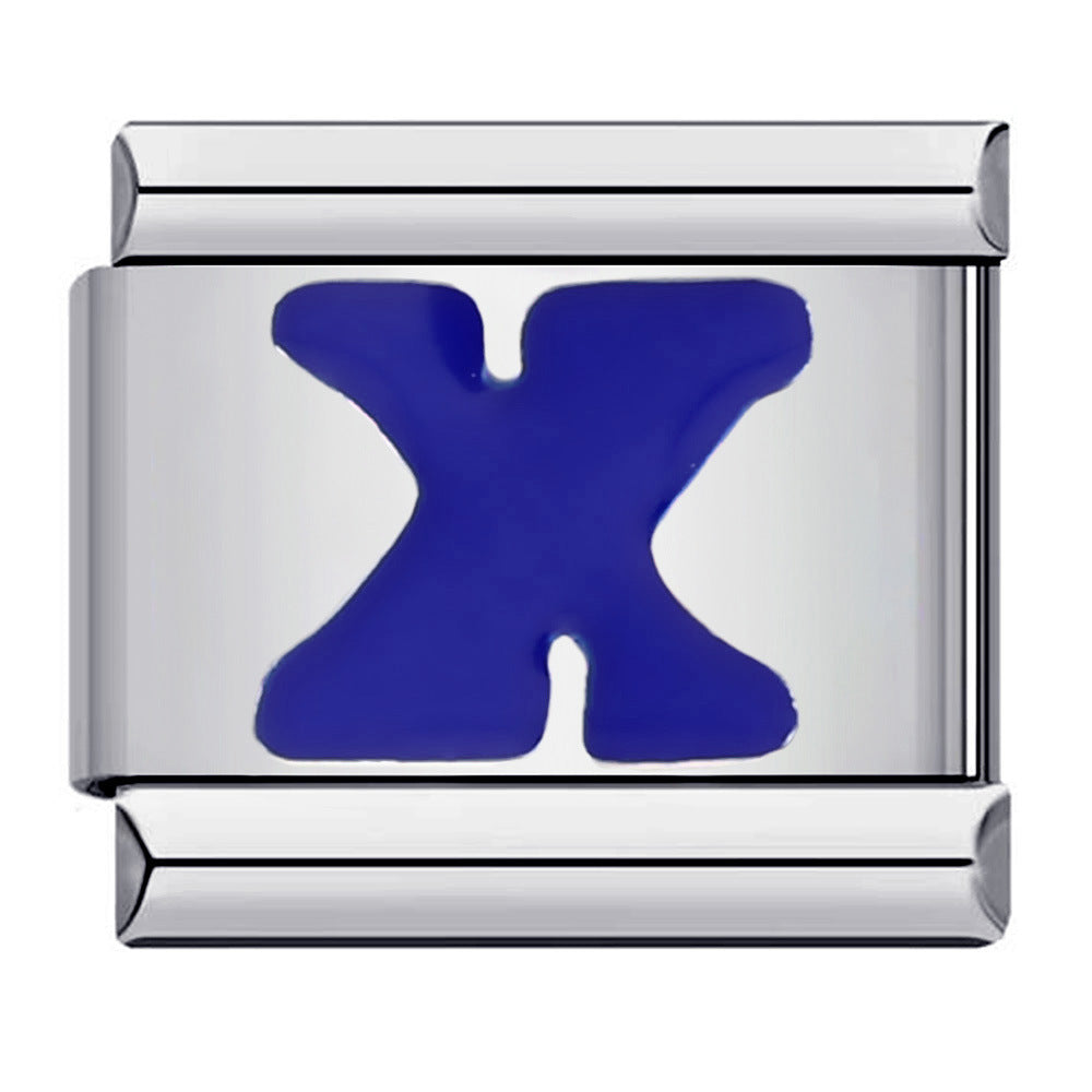 Wholesale Italian Charm Bracelet 9mm DIY Splicing Removable Blue English Letters Stainless Steel Composable Bracelet