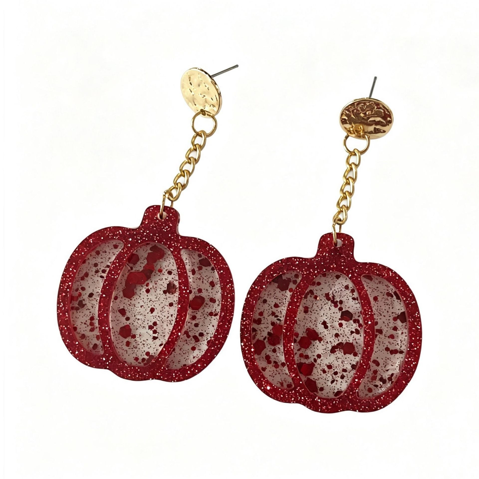 Wholesale Thanksgiving Pumpkin Glitter Acrylic Earrings Cute Holiday Party Fashion Jewelry Gift